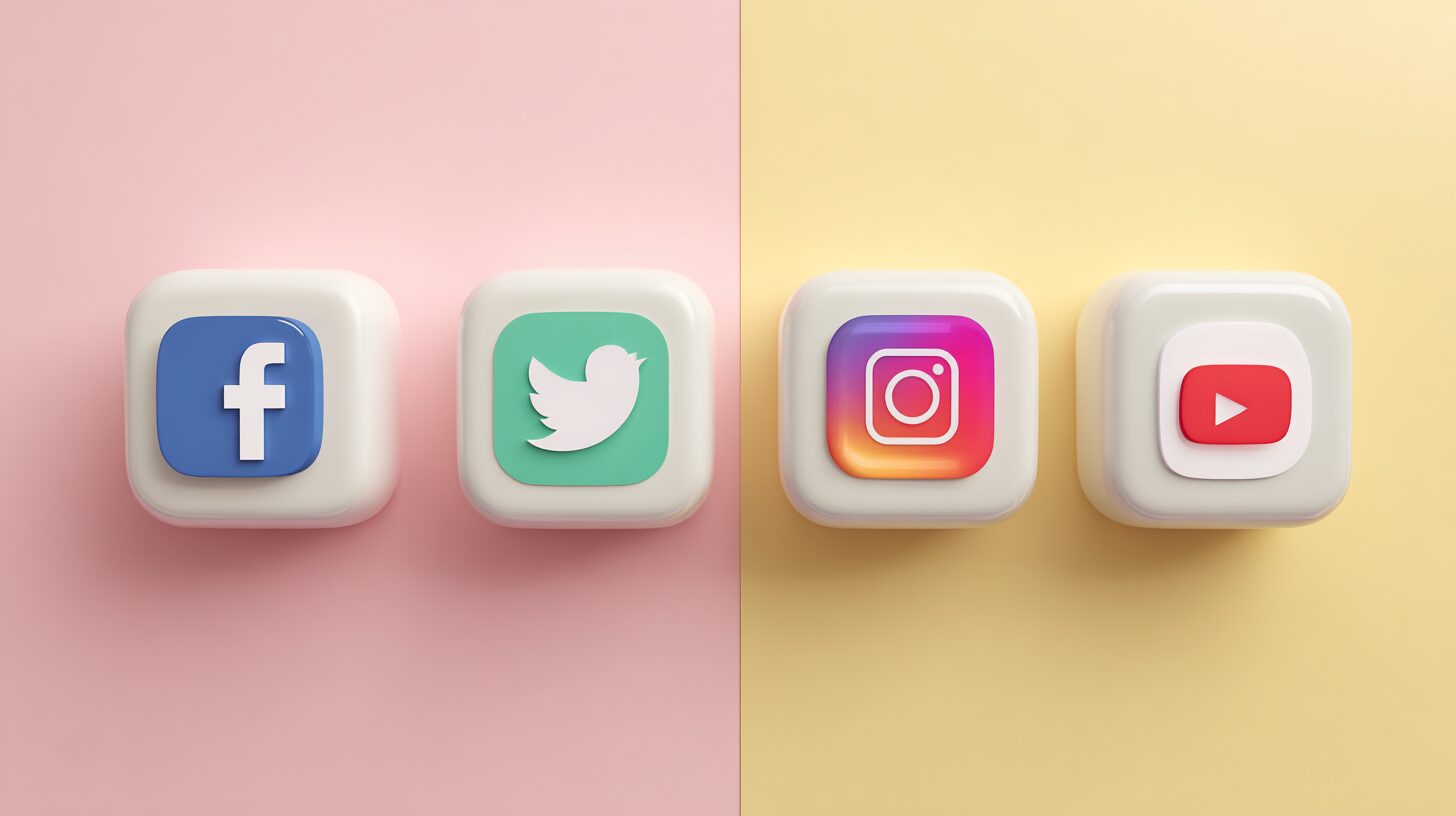 「SNSアプリアイコン（Facebook・X・Instagram・YouTube）」のイメージ